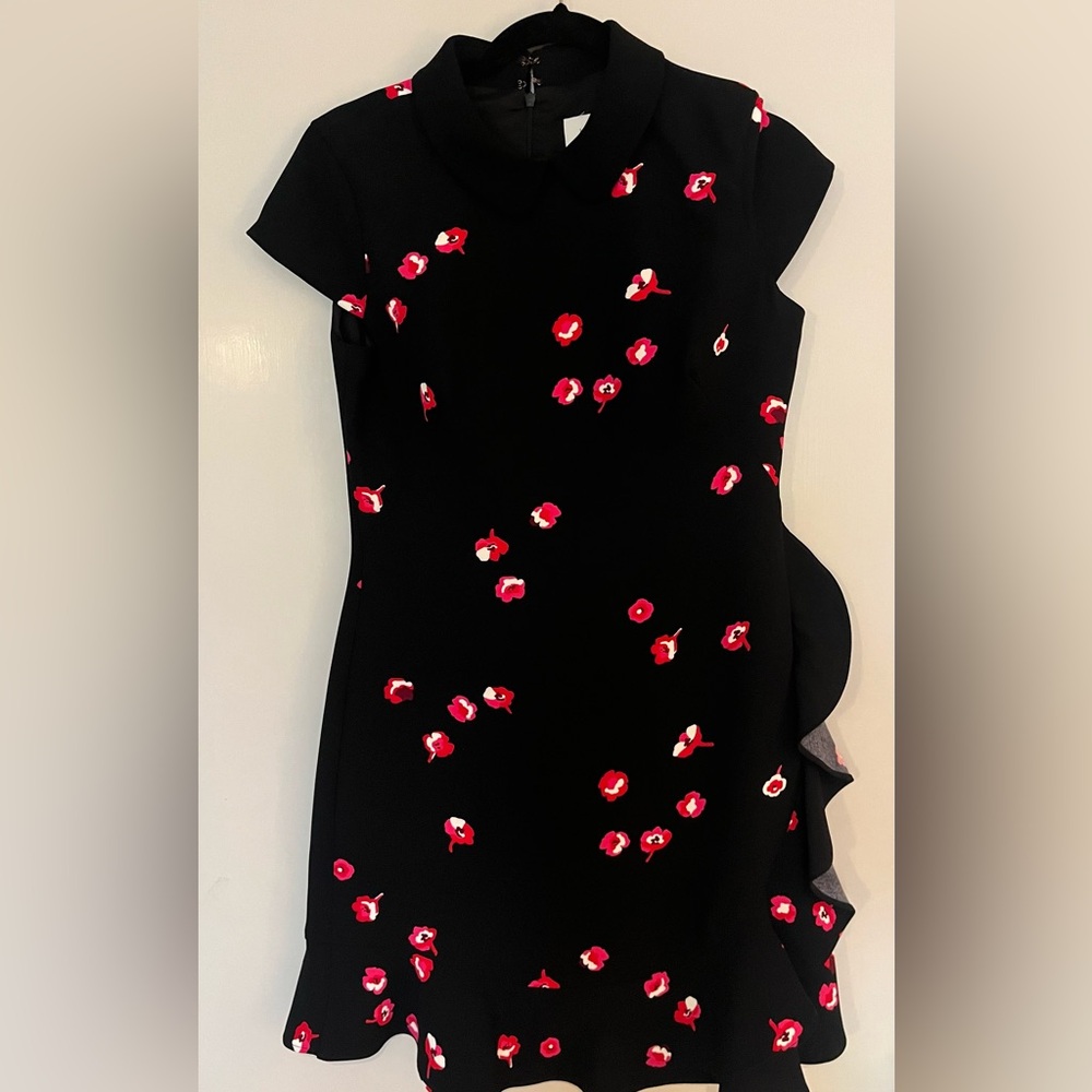 kate spade Black knee length Dress with Red & White Floral Print